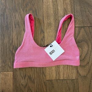 NWT Beach Riot Pink Glitter Bikini Top
